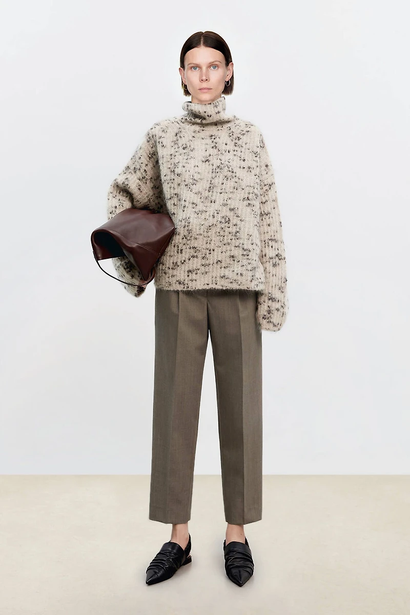 Italian Baby Mohair Merino Wool Loose Turtleneck Sweater