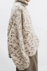 Italian Baby Mohair Merino Wool Loose Turtleneck Sweater