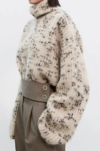 Italian Baby Mohair Merino Wool Loose Turtleneck Sweater