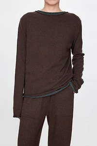 Italian Cashmere Minimalist Rolled-Edge Top