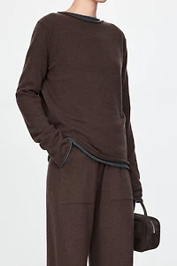 Italian Cashmere Minimalist Rolled-Edge Top