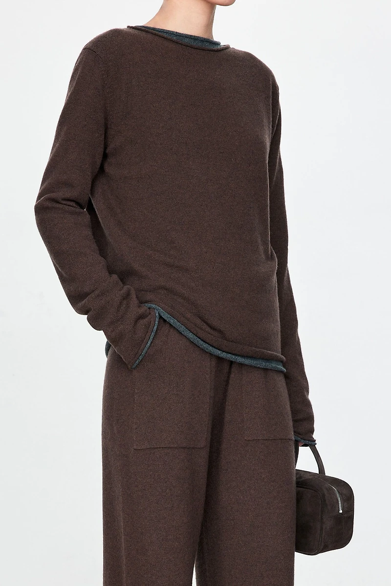 Italian Cashmere Minimalist Rolled-Edge Top