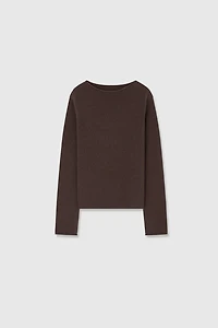 Italian Cashmere Minimalist Rolled-Edge Top