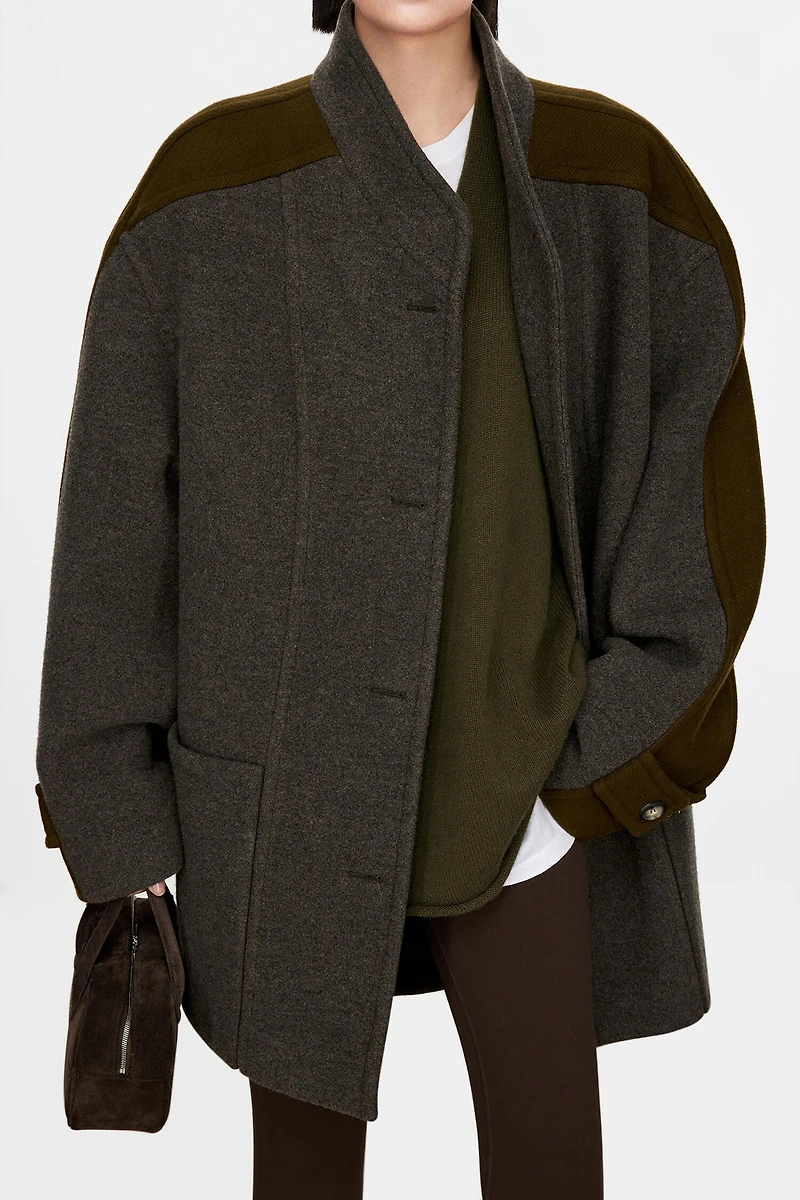 Italian Cashmere Wool Dual-Tone Short Coat