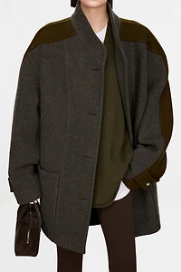 Italian Cashmere Wool Dual-Tone Short Coat