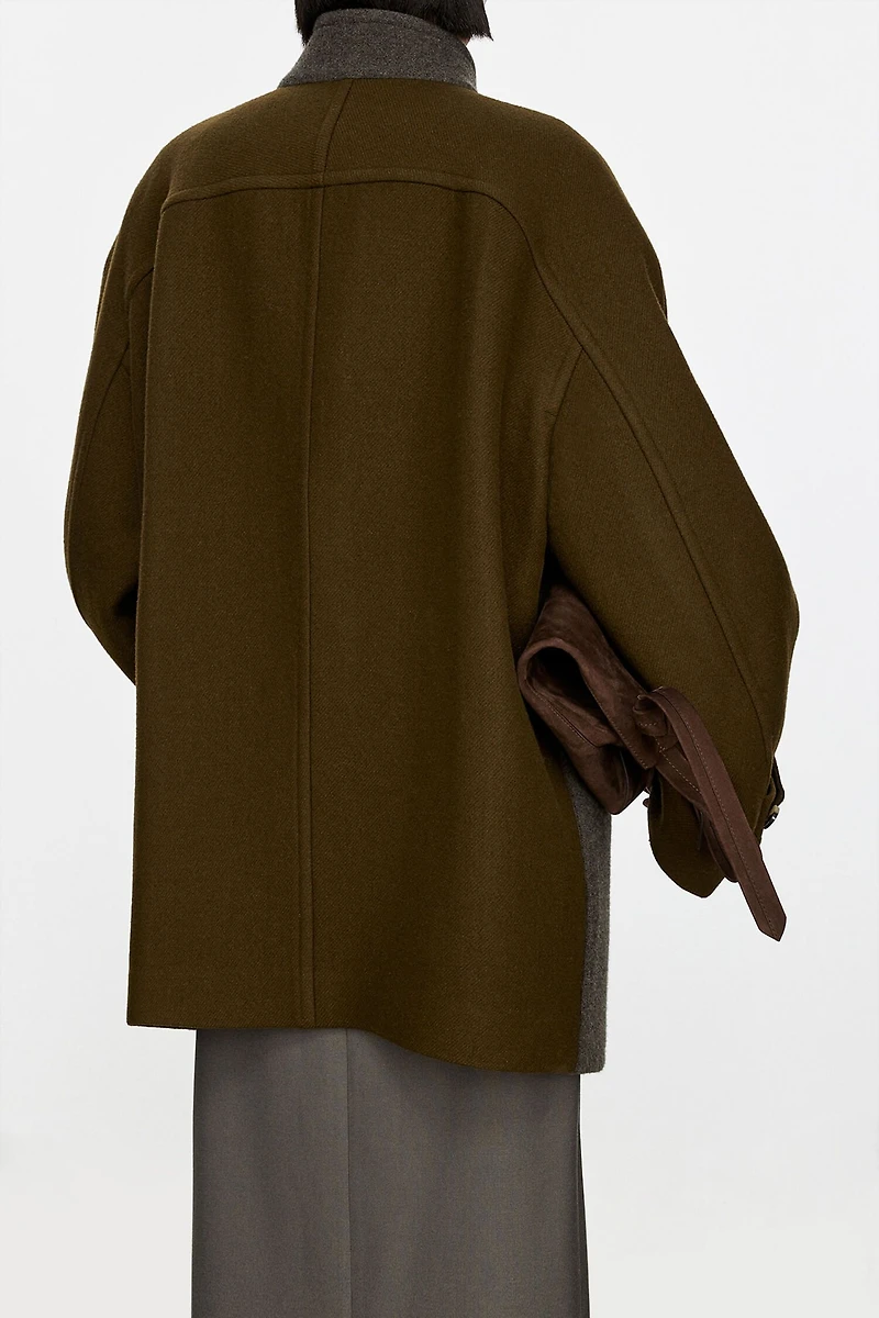 Italian Cashmere Wool Dual-Tone Short Coat