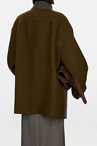 Italian Cashmere Wool Dual-Tone Short Coat