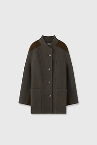 Italian Cashmere Wool Dual-Tone Short Coat