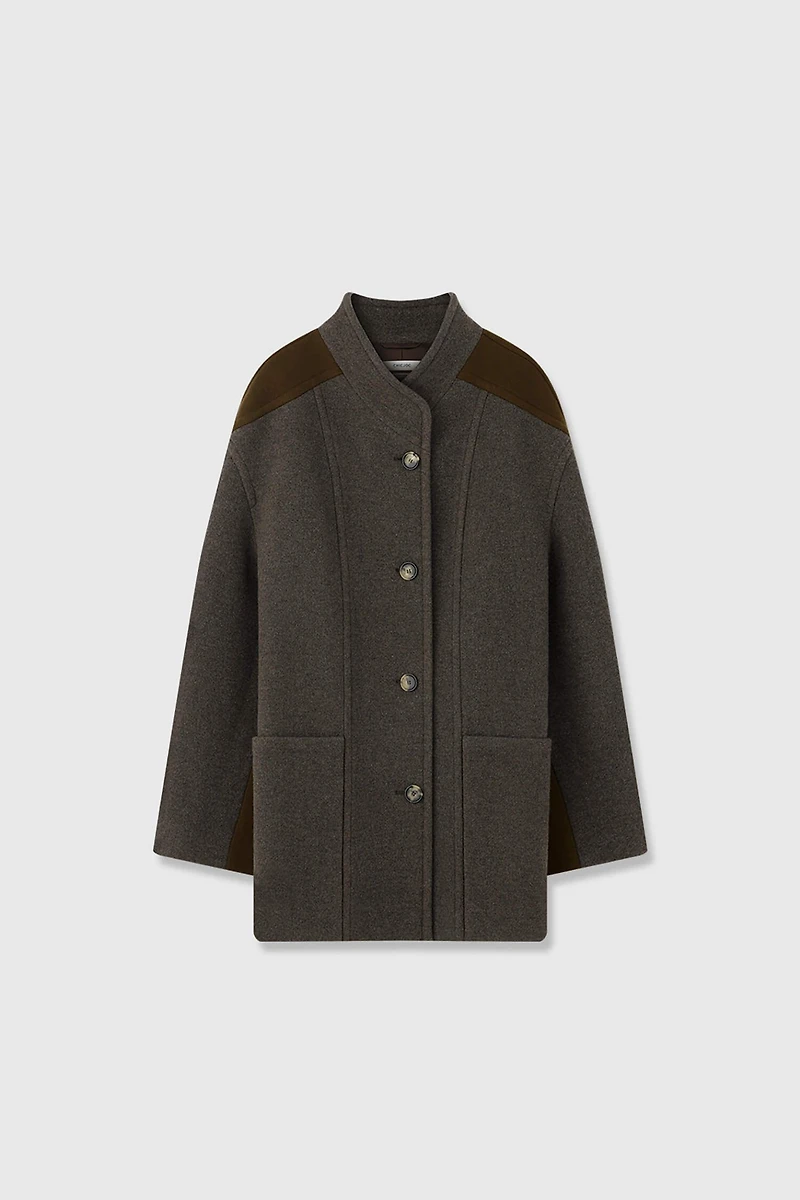 Italian Cashmere Wool Dual-Tone Short Coat