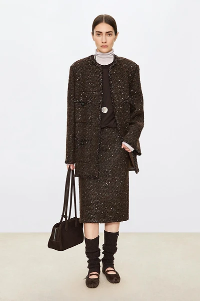 Italian COLOMBO Bouclé Tweed Midi Skirt