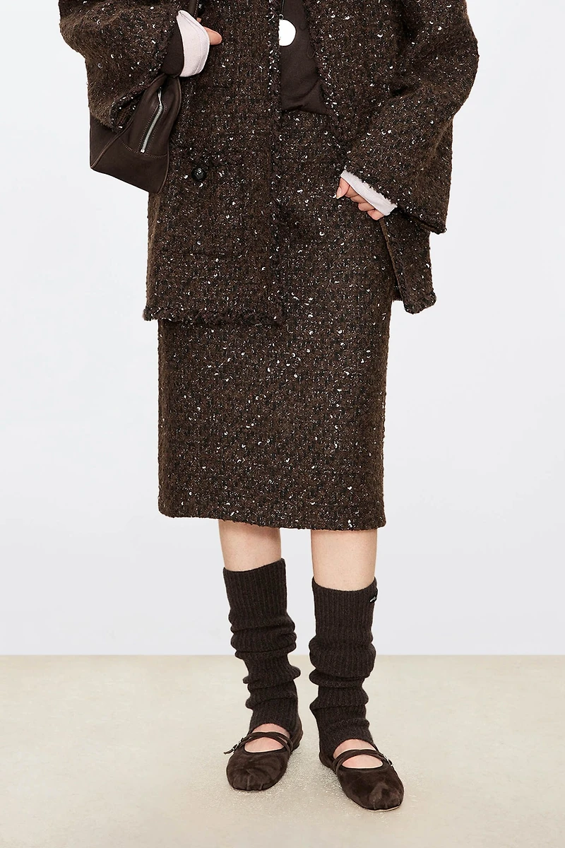 Italian COLOMBO Bouclé Tweed Midi Skirt