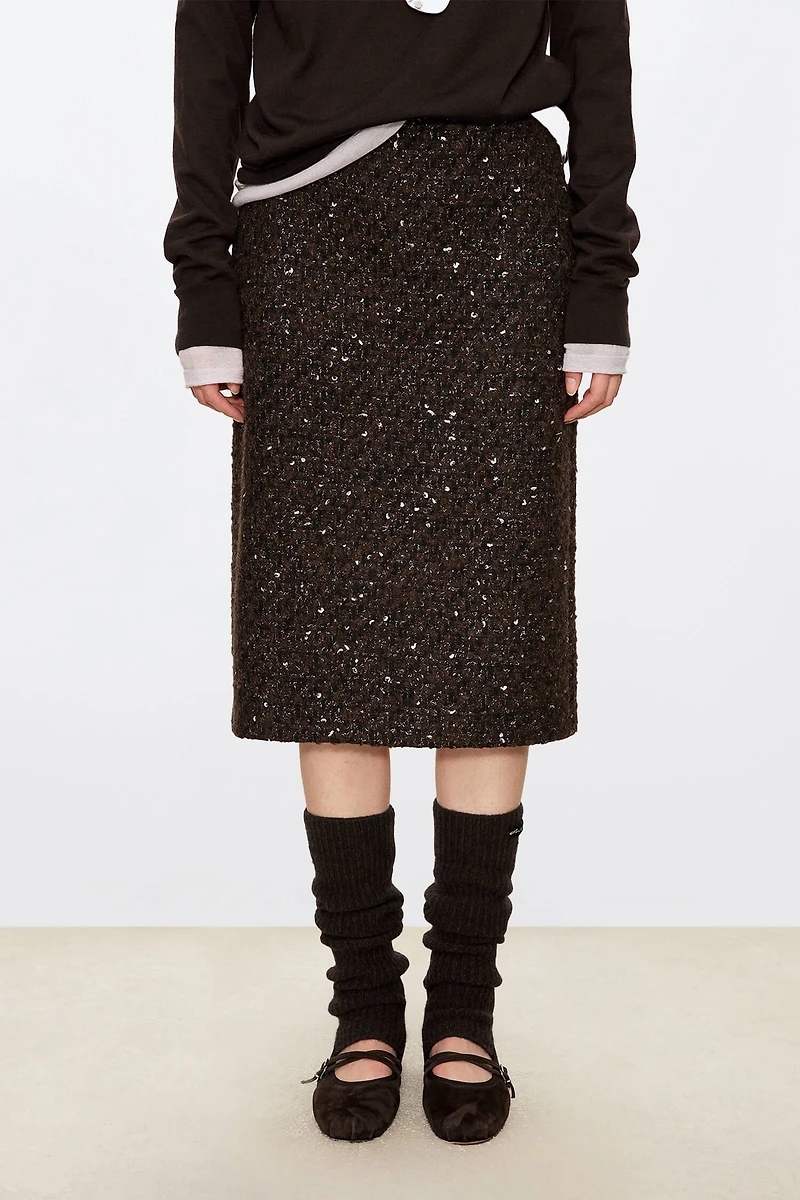 Italian COLOMBO Bouclé Tweed Midi Skirt