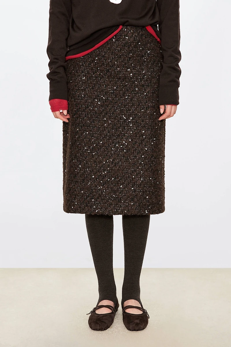Italian COLOMBO Bouclé Tweed Midi Skirt