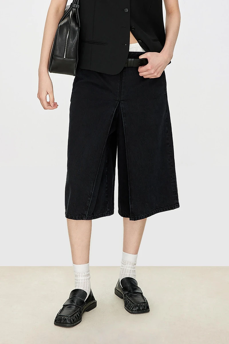 Italian Cotton Denim Pleated Pants