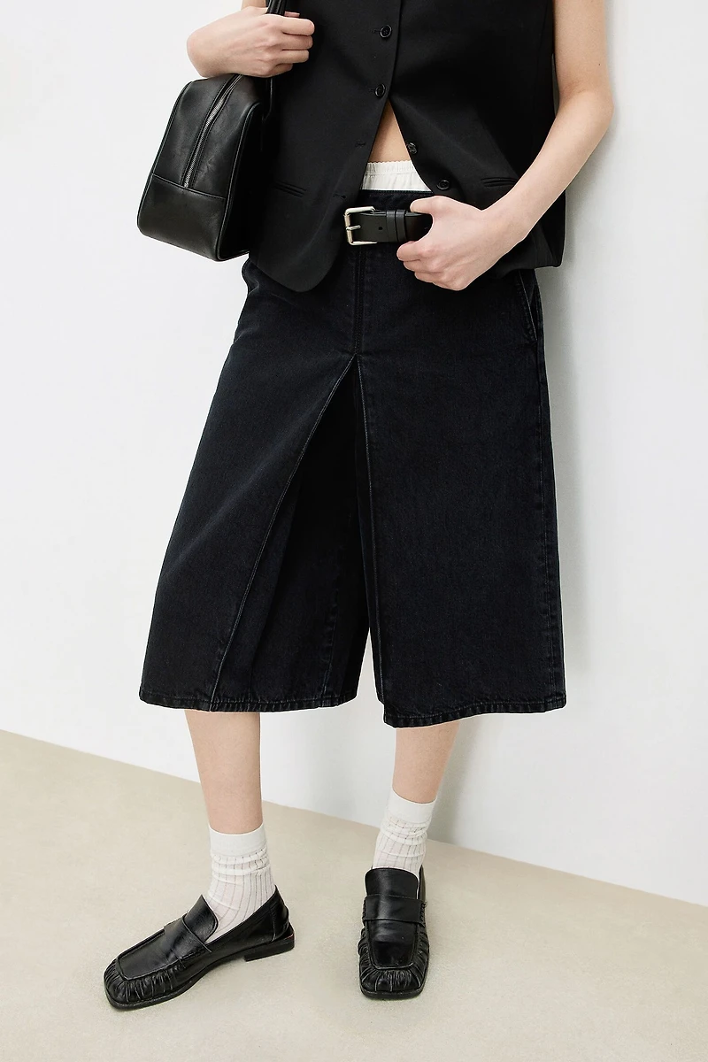 Italian Cotton Denim Pleated Pants
