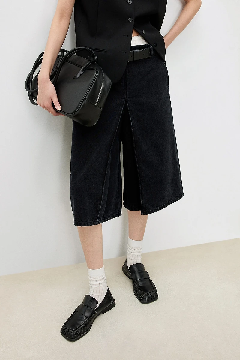 Italian Cotton Denim Pleated Pants