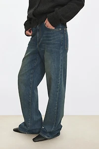Italian Retro Cotton Stretch Straight-Leg Jeans