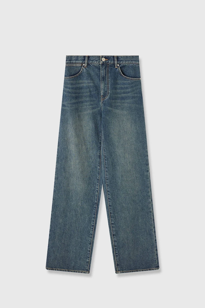 Italian Retro Cotton Stretch Straight-Leg Jeans