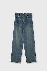 Italian Retro Cotton Stretch Straight-Leg Jeans