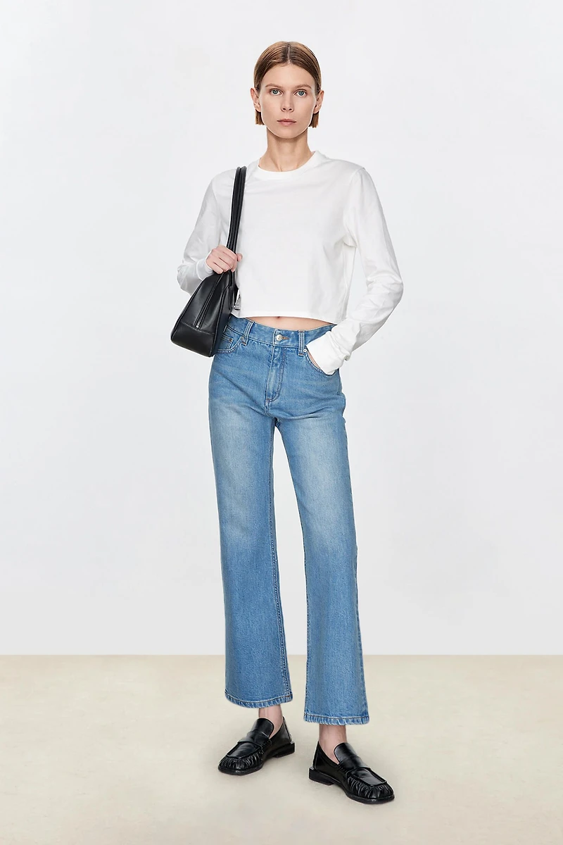 Italian Denim Bootcut Cropped Jeans