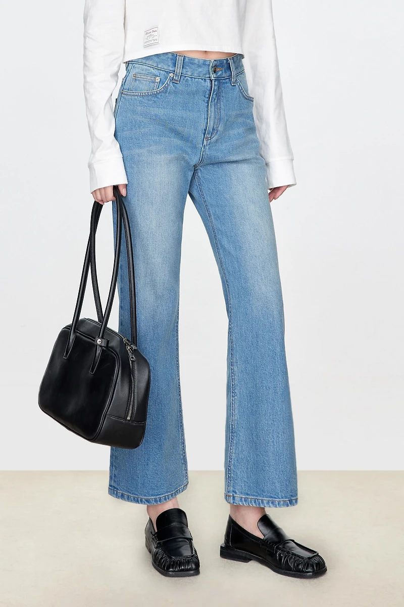 Italian Denim Bootcut Cropped Jeans