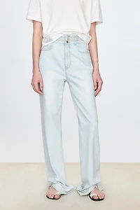 Italian Denim High-Waisted Washed Jeans