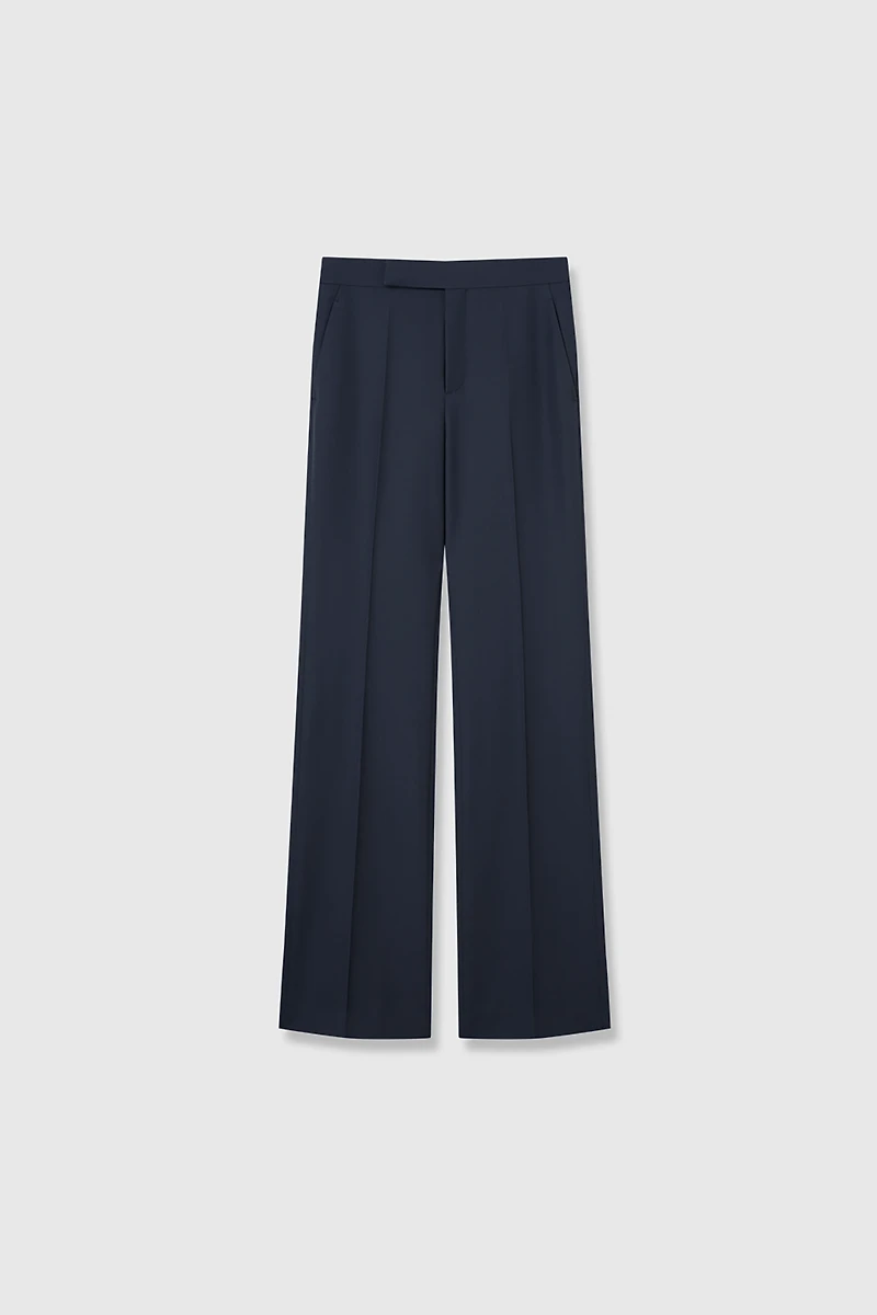 Italian Dimensional Twill Worsted Wool Straight Trousers