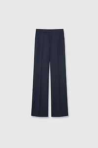 Italian Dimensional Twill Worsted Wool Straight Trousers