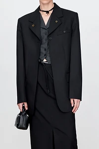 Italian Fine Wool Back-Slit Blazer