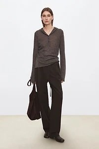 Italian Fine Wool Elastic-Waist Tapered Trousers