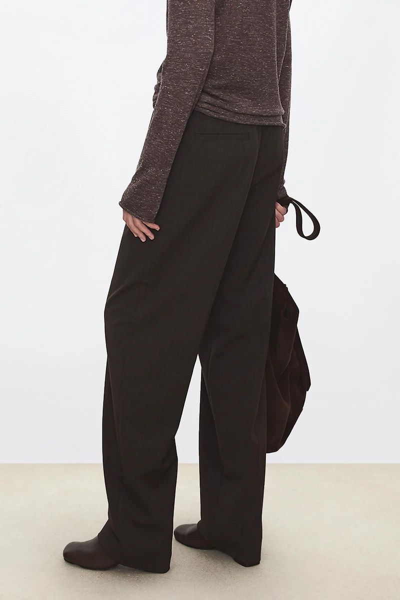 Italian Fine Wool Elastic-Waist Tapered Trousers