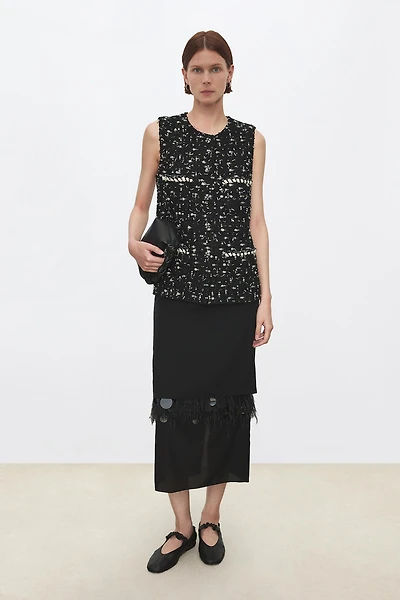 Italian Haute Couture Tweed Crewneck Vest