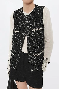 Italian Haute Couture Tweed Crewneck Vest