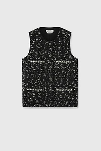 Italian Haute Couture Tweed Crewneck Vest