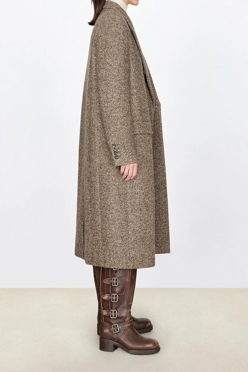 Italian Herringbone Wool Overcoat