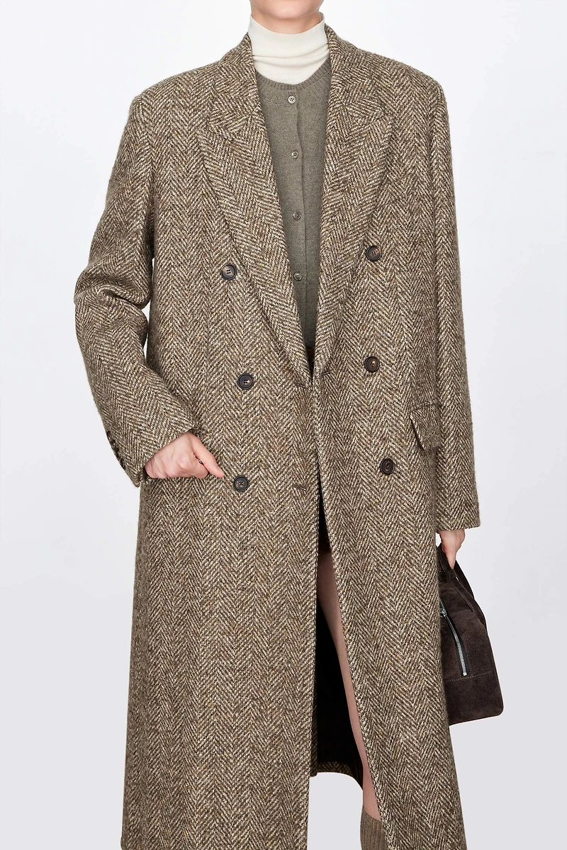 Italian Herringbone Wool Overcoat