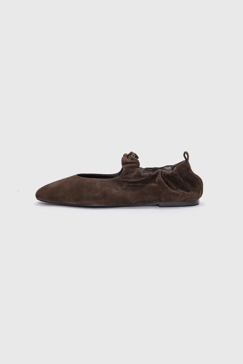 Italian Suede Hand-Pleated Ballet Flats