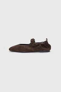 Italian Suede Hand-Pleated Ballet Flats