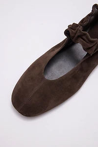 Italian Suede Hand-Pleated Ballet Flats