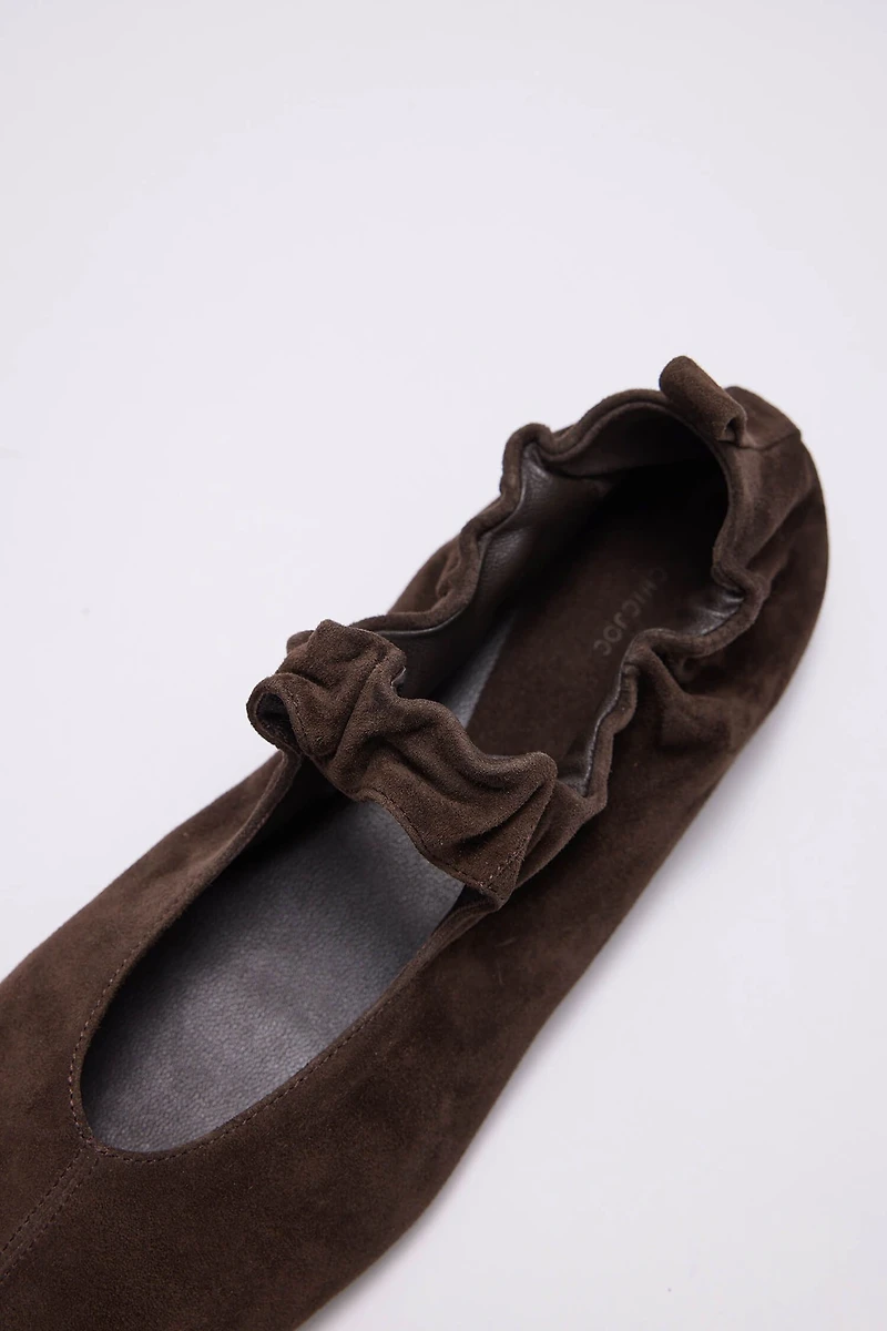Italian Suede Hand-Pleated Ballet Flats