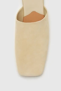 Italian Lambskin Suede Square-Toe Mules