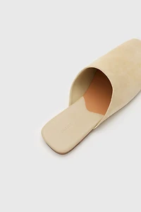 Italian Lambskin Suede Square-Toe Mules