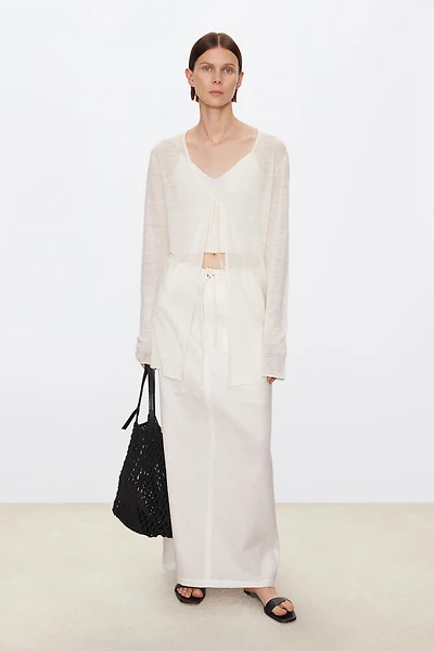 Italian Linen Lightweight Semi-Sheer Long Cardigan
