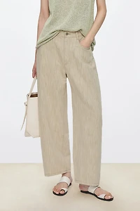 Italian Mélange Cotton-Linen Cropped Trousers