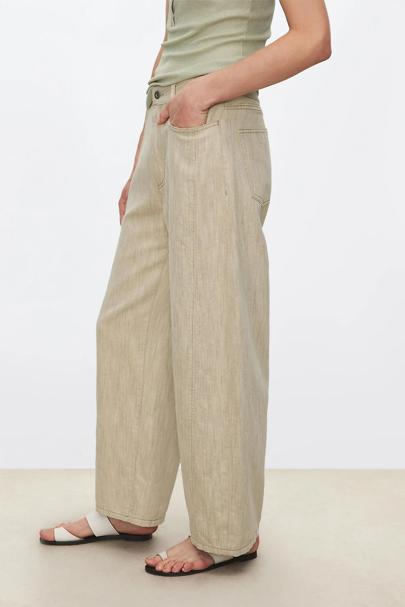 Italian Mélange Cotton-Linen Cropped Trousers