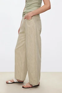 Italian Mélange Cotton-Linen Cropped Trousers