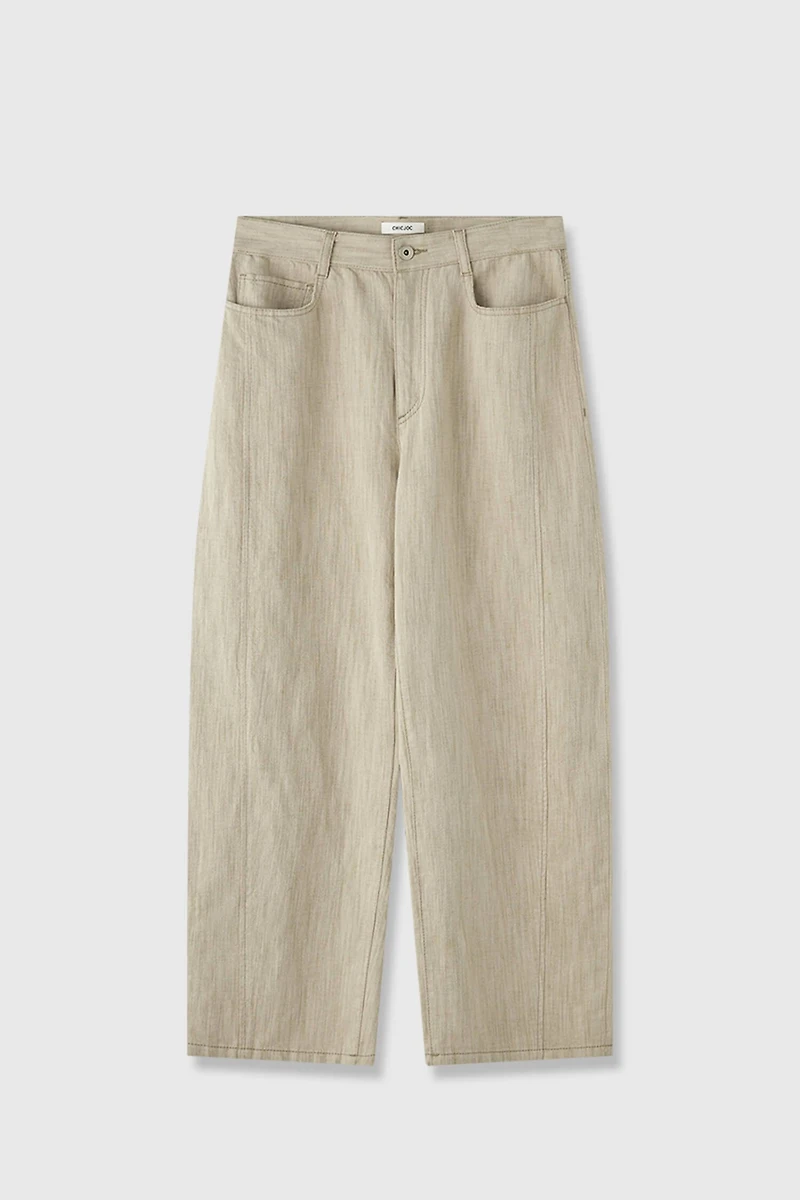 Italian Mélange Cotton-Linen Cropped Trousers