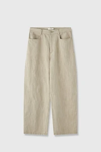 Italian Mélange Cotton-Linen Cropped Trousers