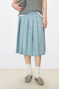 Italian Pure Cotton Denim Midi Skirt