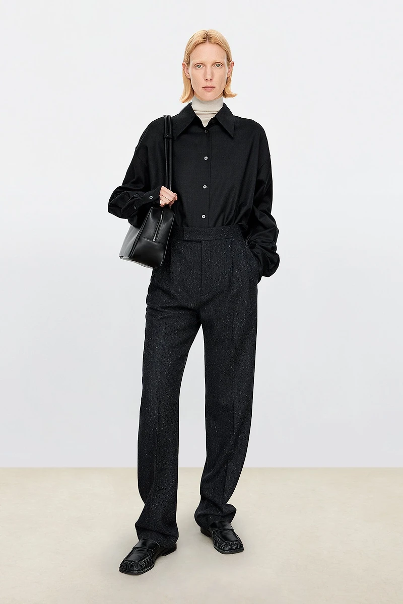 Italian Shimmering Wool Tapered Pants